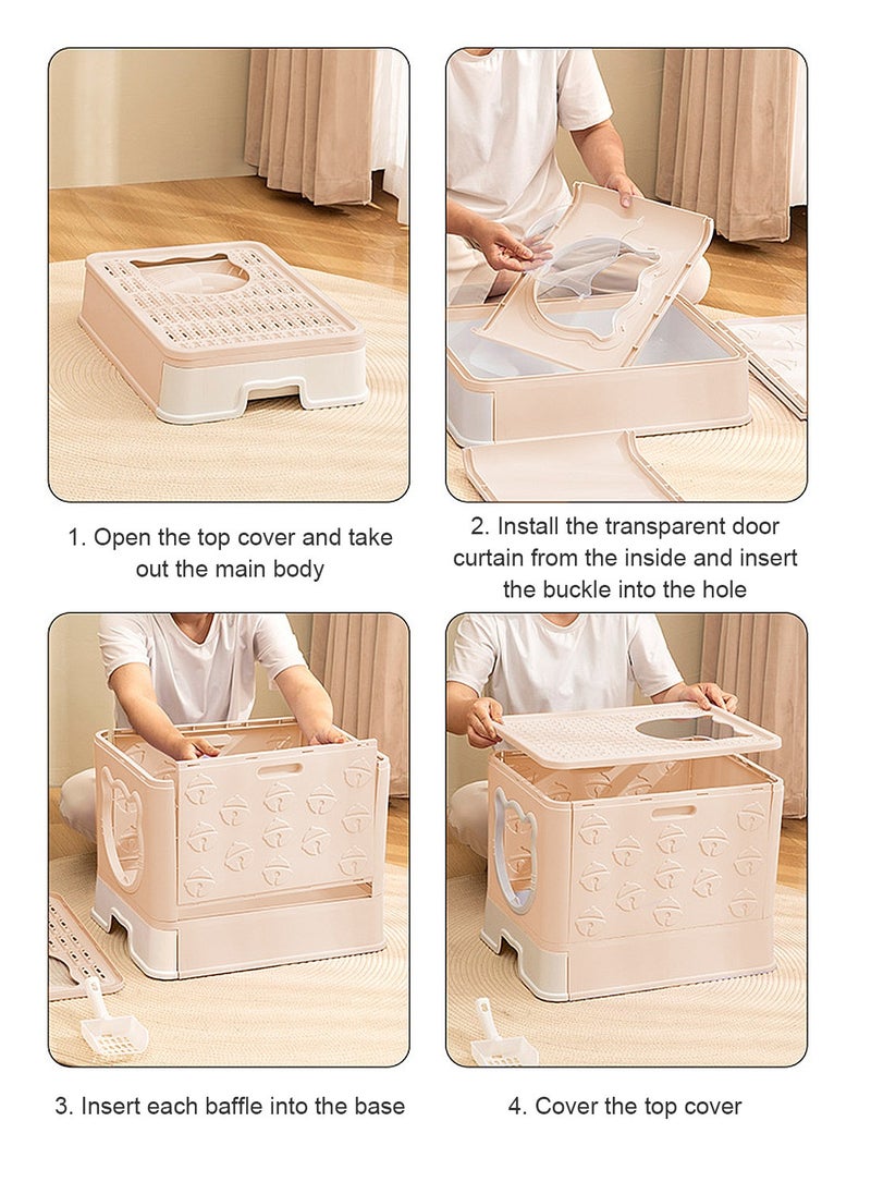 Kidle - Large Foldable Cat Litter Box with Lid Easy to Clean Anti-Splashing Enclosed Cat Toilet Box - Image 1