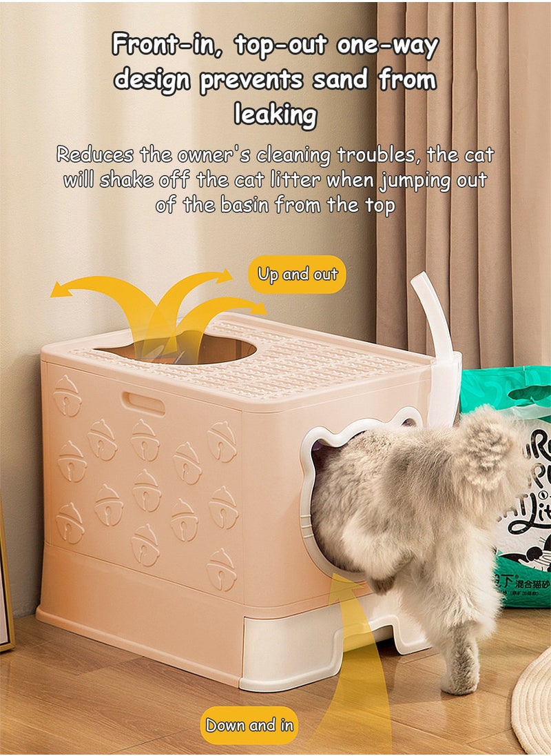Kidle - Large Foldable Cat Litter Box with Lid Easy to Clean Anti-Splashing Enclosed Cat Toilet Box - Image 1