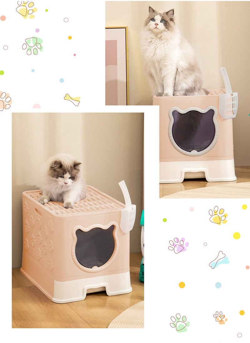 Kidle - Large Foldable Cat Litter Box with Lid Easy to Clean Anti-Splashing Enclosed Cat Toilet Box - Image 1