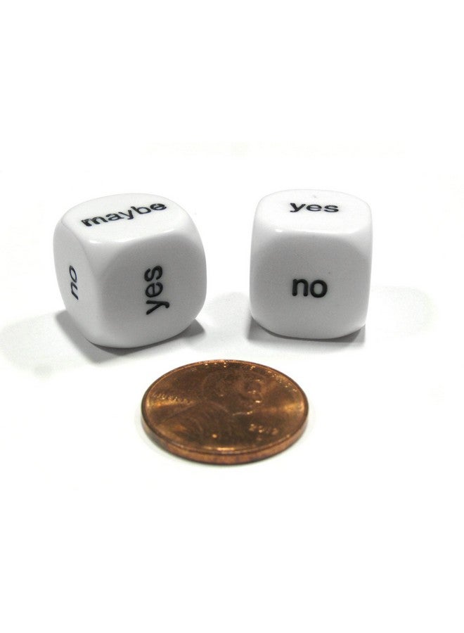 Koplow Games Set Of 2 D6 16Mm Yes No Maybe Decisions Dice White With Black Letters - Image 1