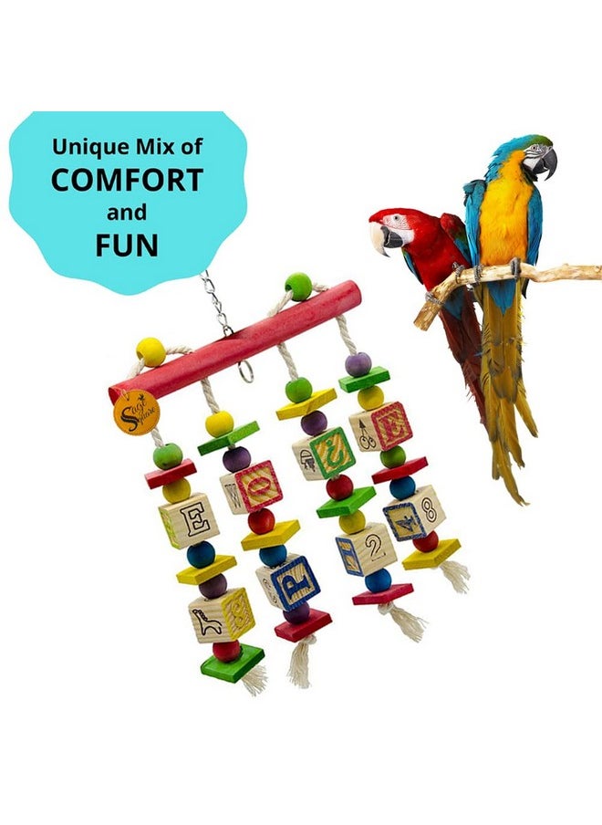 Sage Square Premium Bird Iq Toy Wooden Abc Alphabet Block Set, Fun, Interactive With Vivid Color, Provide Training, Fit And Healthy For Pet Birds  - Image 4