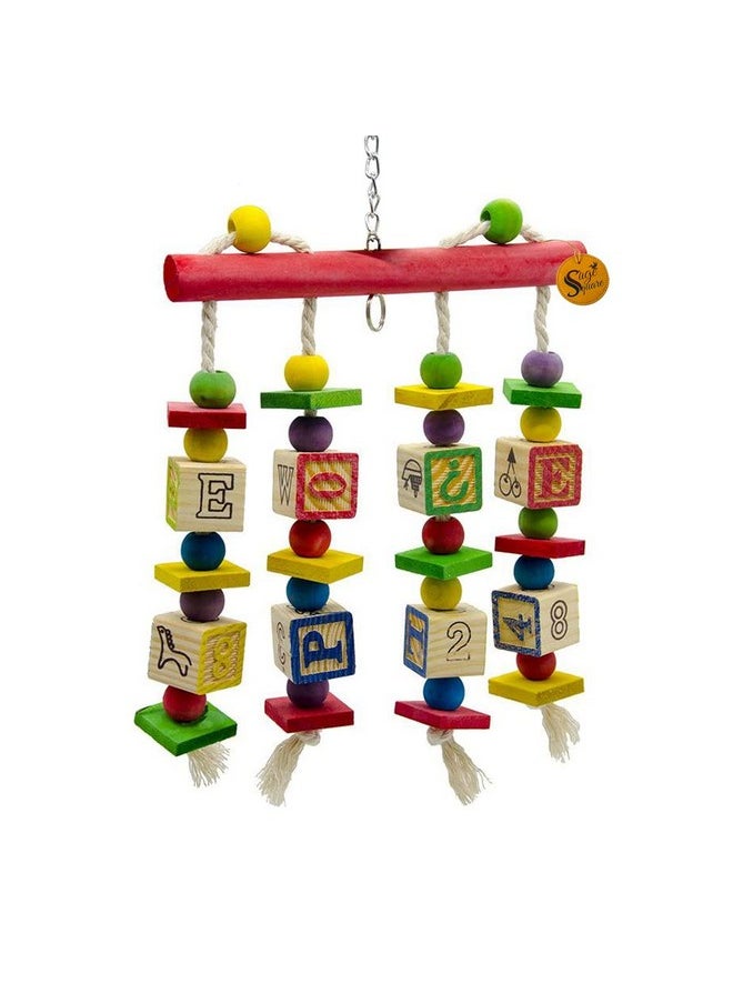 Sage Square Premium Bird Iq Toy Wooden Abc Alphabet Block Set, Fun, Interactive With Vivid Color, Provide Training, Fit And Healthy For Pet Birds  - Image 5