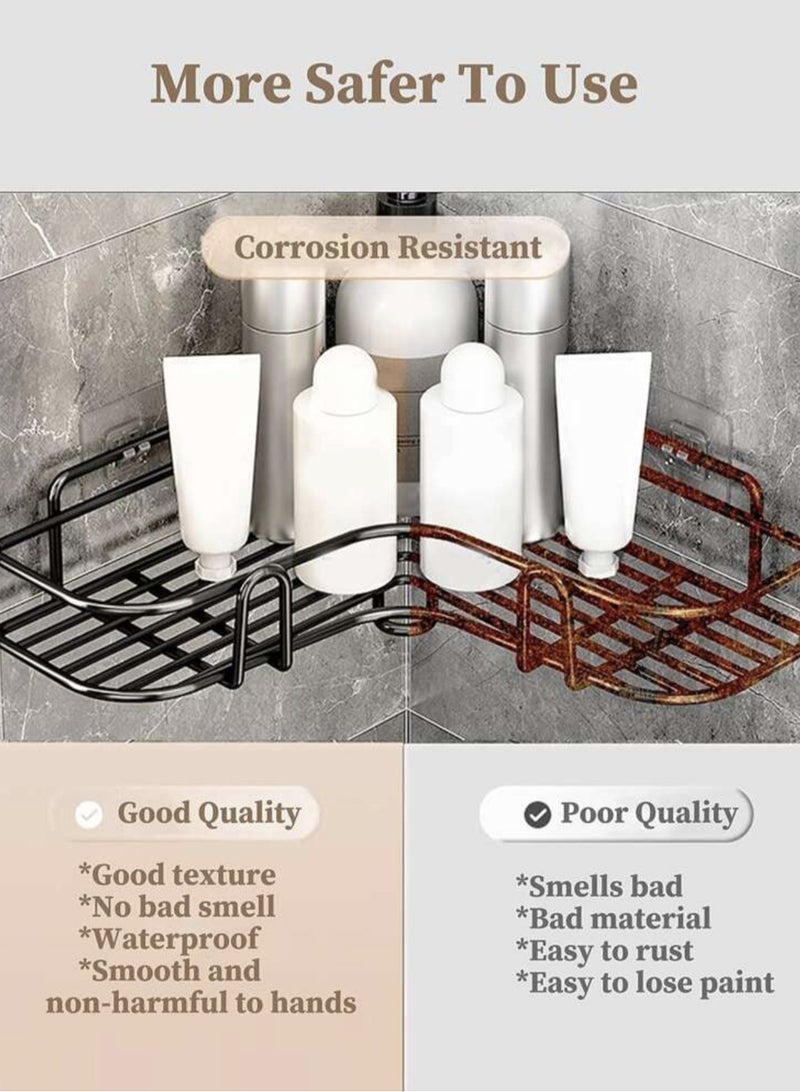 Kutis 3-Piece Bathroom Shelf Shower Shampoo Soap Organizer Wall Mounts Storage Rack Black - Image 3