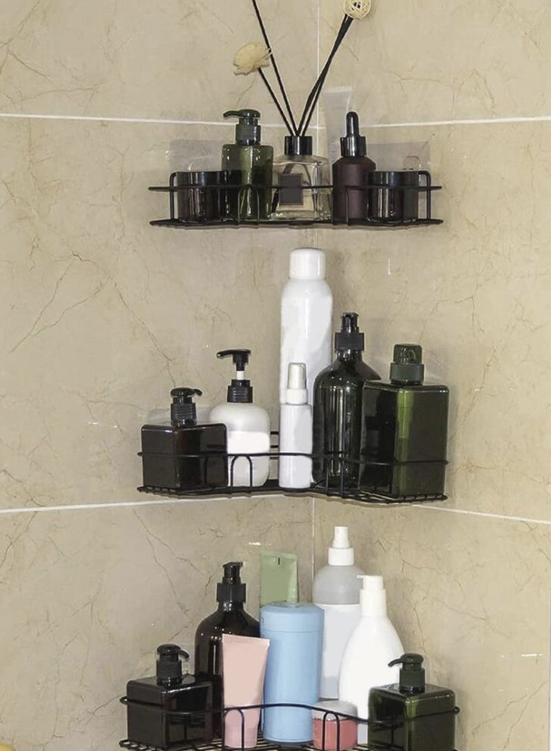 Kutis 3-Piece Bathroom Shelf Shower Shampoo Soap Organizer Wall Mounts Storage Rack Black - Image 5