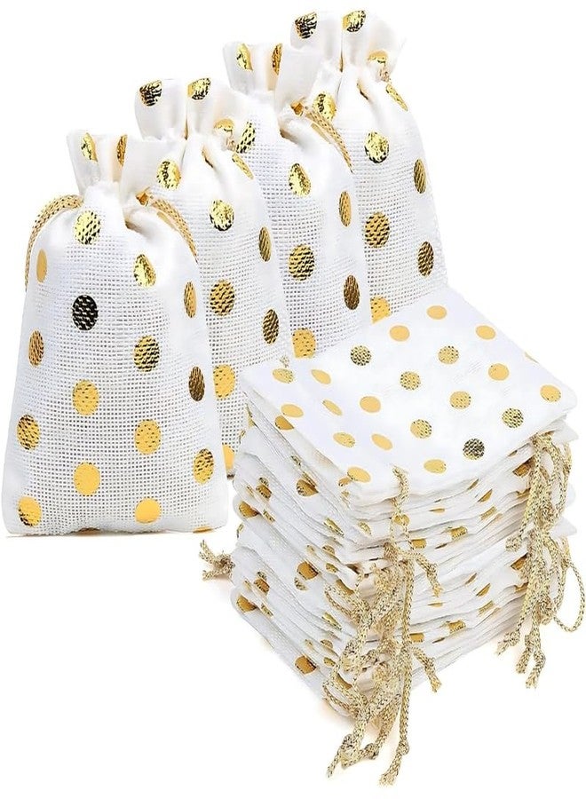VELEXE Jute Bag with White Doted Design - Pack of 15 | 10 * 15CM | Eco-Friendly, Reusable Tote Bag | Stylish, Durable, and Sustainable | Perfect for Shopping & Gifting - Image 1