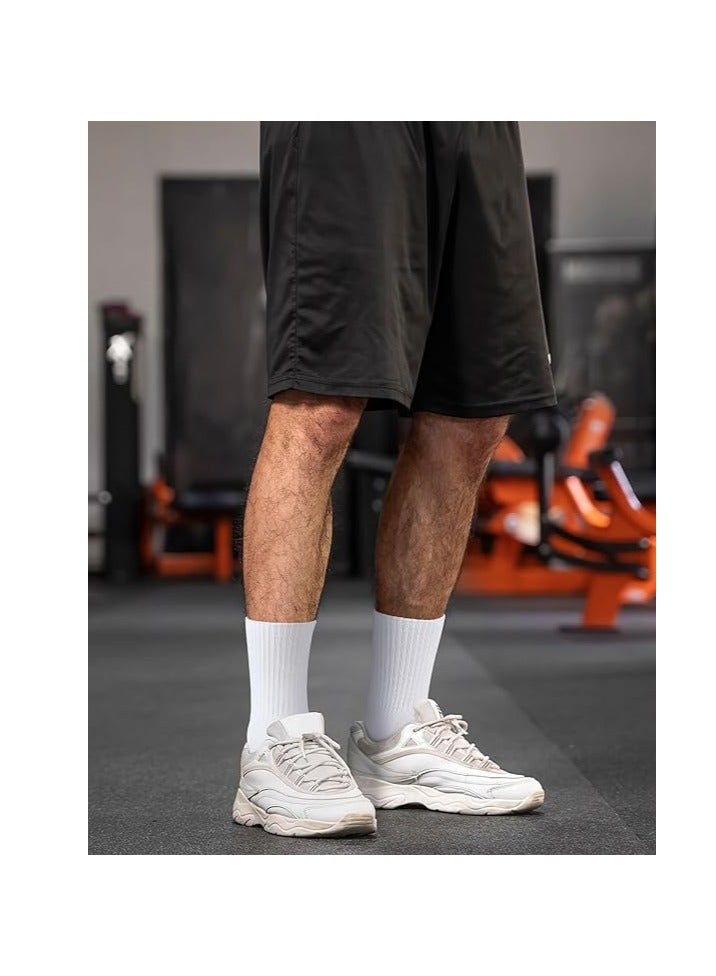 تراسل 6 أزواج جوارب رياضية للرجال والنساء جوارب رياضية للجري ذات أداء عالي ومبطن ومريح للرجال والنساء (أبيض طويل، أبيض طويل، إماراتي/سعودي، ألفا، مقاس واحد، عادي، عادي) - Image 3
