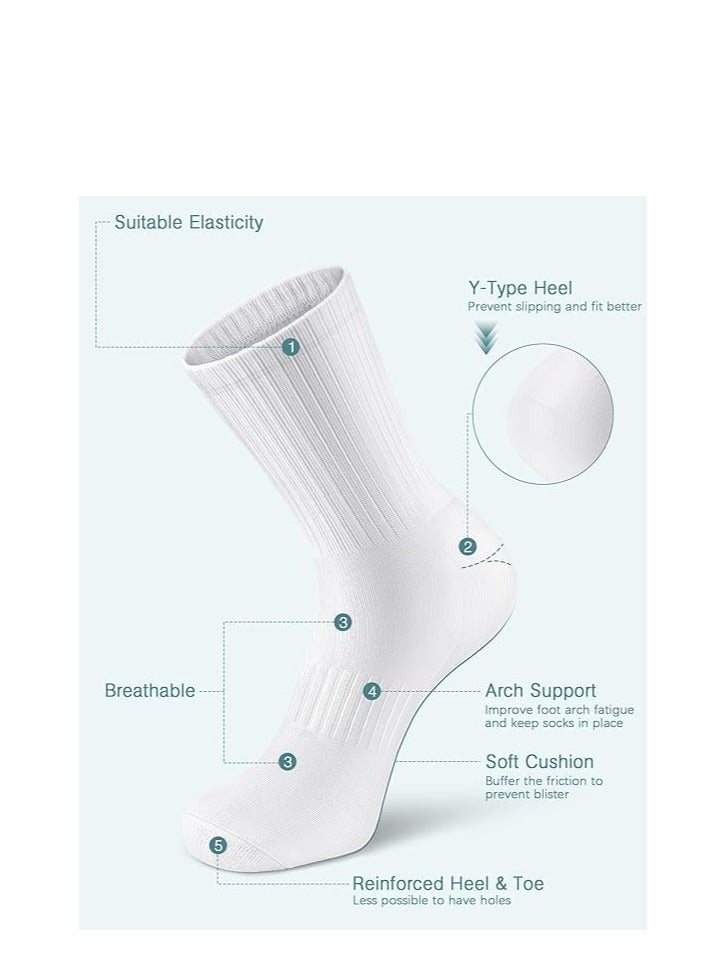 تراسل 6 أزواج جوارب رياضية للرجال والنساء جوارب رياضية للجري ذات أداء عالي ومبطن ومريح للرجال والنساء (أبيض طويل، أبيض طويل، إماراتي/سعودي، ألفا، مقاس واحد، عادي، عادي) - Image 5