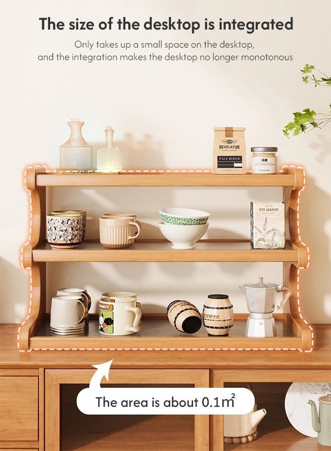 MLADEN 2 Tier Coffee Station Organizer Cup Holder for Coffee, Wooden Mug Holder Countertop, Kitchen Counter Shelf for Tea Coffee Bar Accessories, Matcha Stand, Cup Display, Condiment Storage Rack,30x15x18cm - Image 5