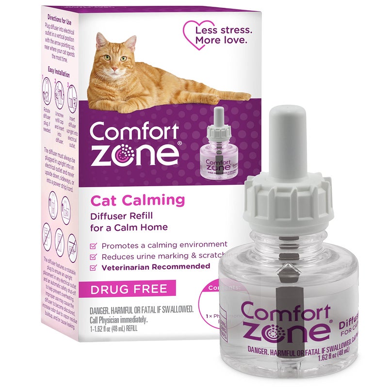 Comfort Zone Cat Calming Diffuser Refill, 1 Pack â€“ Cat Calming Pheromone Refills Help Reduce Anxiety, Stress, Scratching, Urine Marking, Aggression, (30-Day Refill, 30-Day Supply)