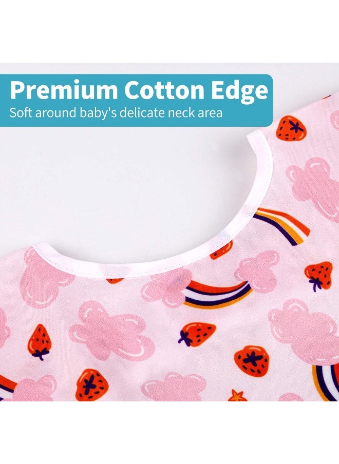 Baby Noah Baby Noah 3 Pcs Waterproof Bibs | Long Sleeves Weaning Smock Bib with Food Catcher Pocket for Toddler Eating | Led Weaning | Full Cover Wearable Sleeved Bibs Shirt Bib Set | 6-24 Months  - Image 4