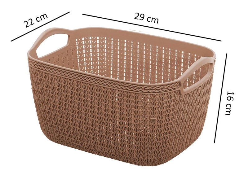 Kuber Industries Unbreakable Plastic Multipurpose Large Size Flexible Storage Baskets/Fruit Vegetable Bathroom Stationary Home Basket with Handles (Brown) - CTKTC037811 - Image 5
