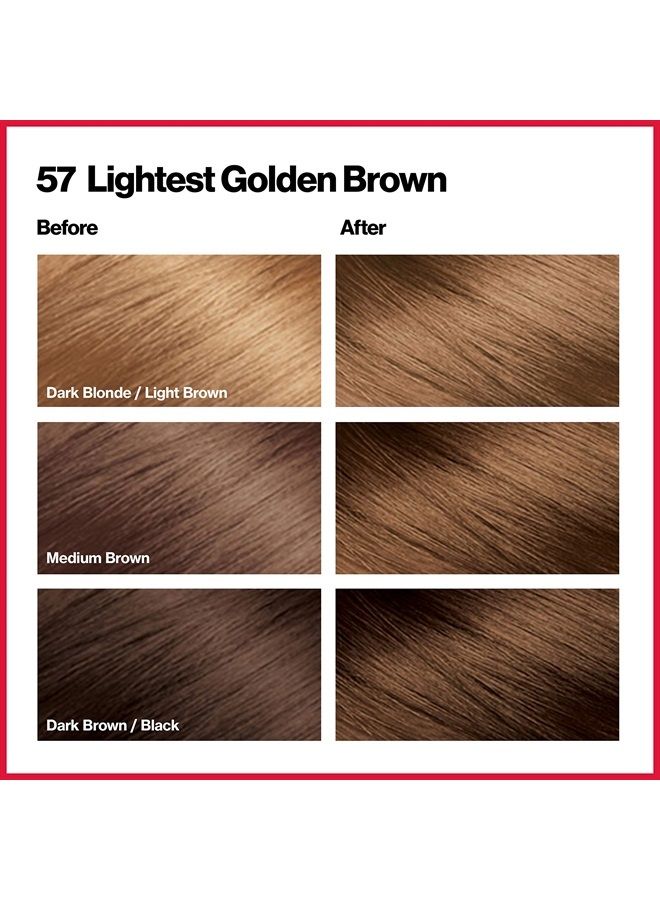 Revlon Permanent Hair Color by Revlon, Permanent Hair Dye, Colorsilk with 100% Gray Coverage, Ammonia-Free, Keratin and Amino Acids, 57 Lightest Golden Brown, 4.4 Oz (Pack of 3) - Image 2