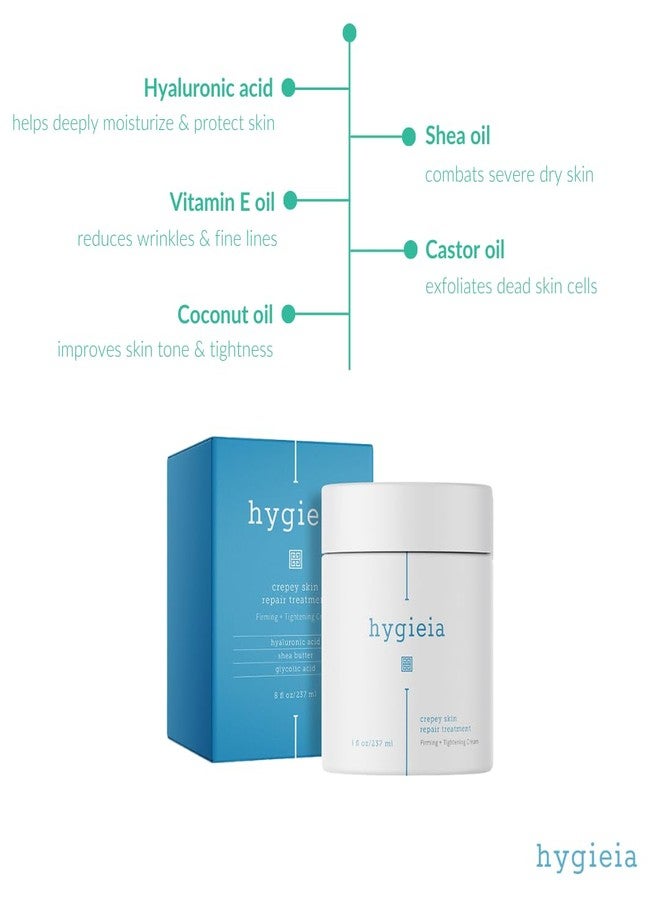 Hygieia + Crepey Skin Full Body Moisturizing & Firming Cream - Tighten & Smooth Crepey Skin - Anti-Aging Moisturizer with Hyaluronic Acid, AHAs & Natural Oils to Rejuvenate, Soften & Hydrate, 8oz - Image 2