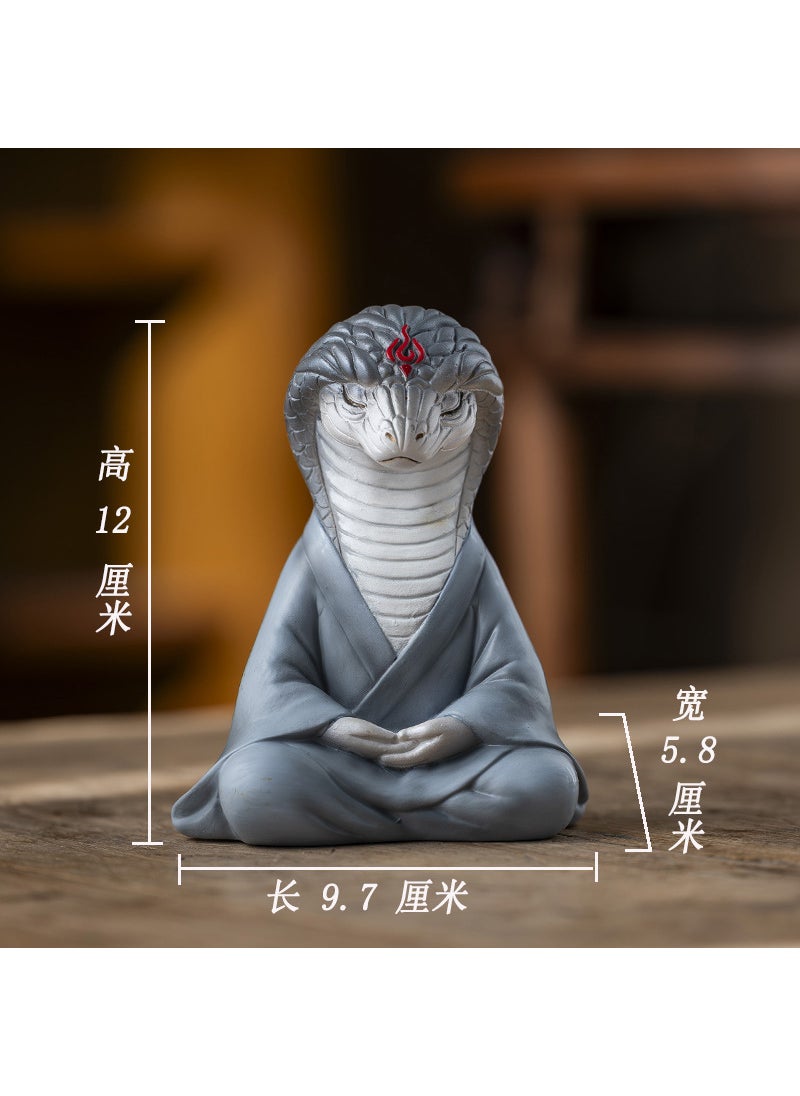 Generic - Mini Zen White Fox Succulent Pot Decor Gray snake - Image 1