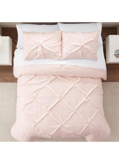 Serta SERTA Simply Clean Ultra Soft 3 Piece Hypoallergenic Stain Resistant Pleated Duvet Cover Set, Full/Queen, Blush  - Image 2