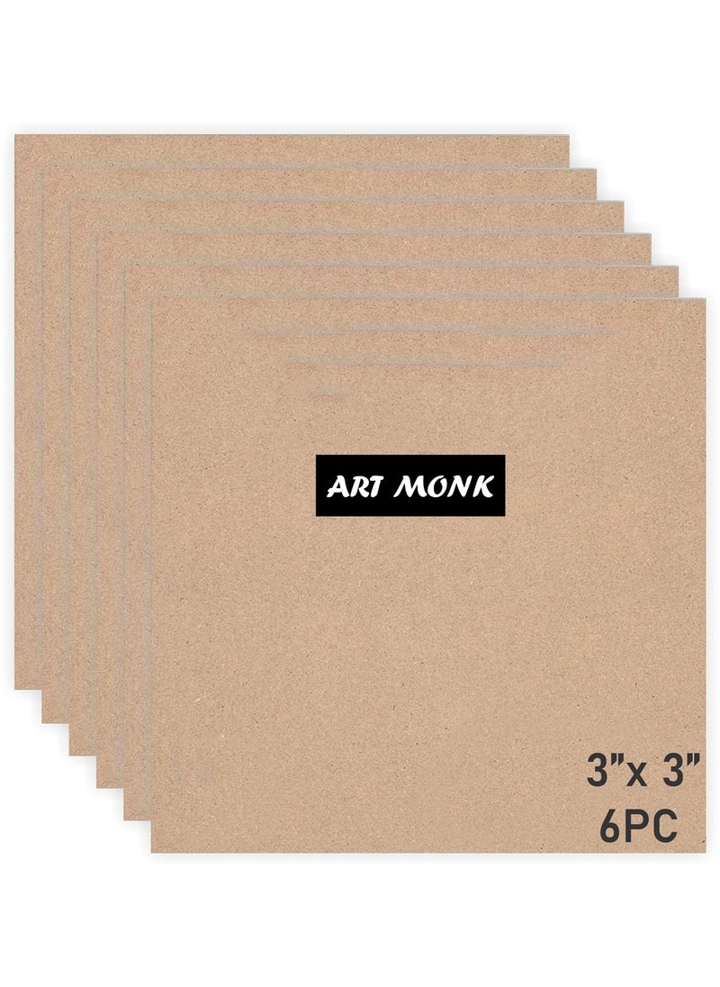 Generic Art Monk MDF Boards for Art and Craft Wood MDF Sheets for Craft Work DIY MDF Cutouts 2X2 Inch 6 Pcs  - Image 1