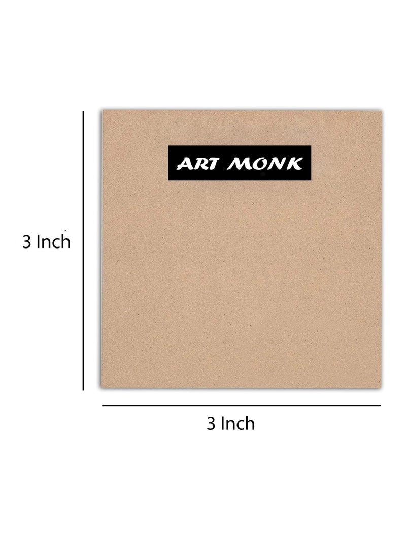 Generic Art Monk MDF Boards for Art and Craft Wood MDF Sheets for Craft Work DIY MDF Cutouts 2X2 Inch 6 Pcs  - Image 2