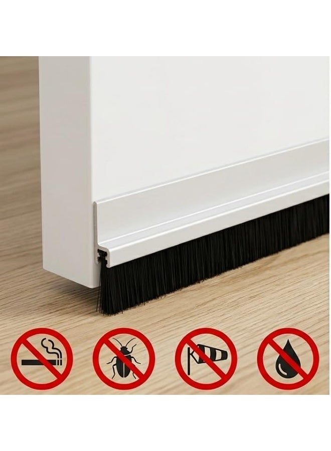 1M Door Draft Stopper Brush Seal Strip, Dust Guard Door Bottom Seal, Brush Weather Strip for Doors, Dust & Insect Blocker, White - Image 3