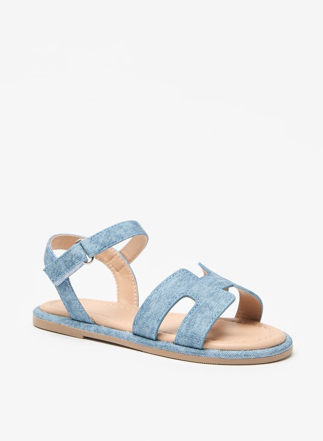 Flora Bella By Shoexpress Textured Sandals with Hook and Loop Closure  - Image 1