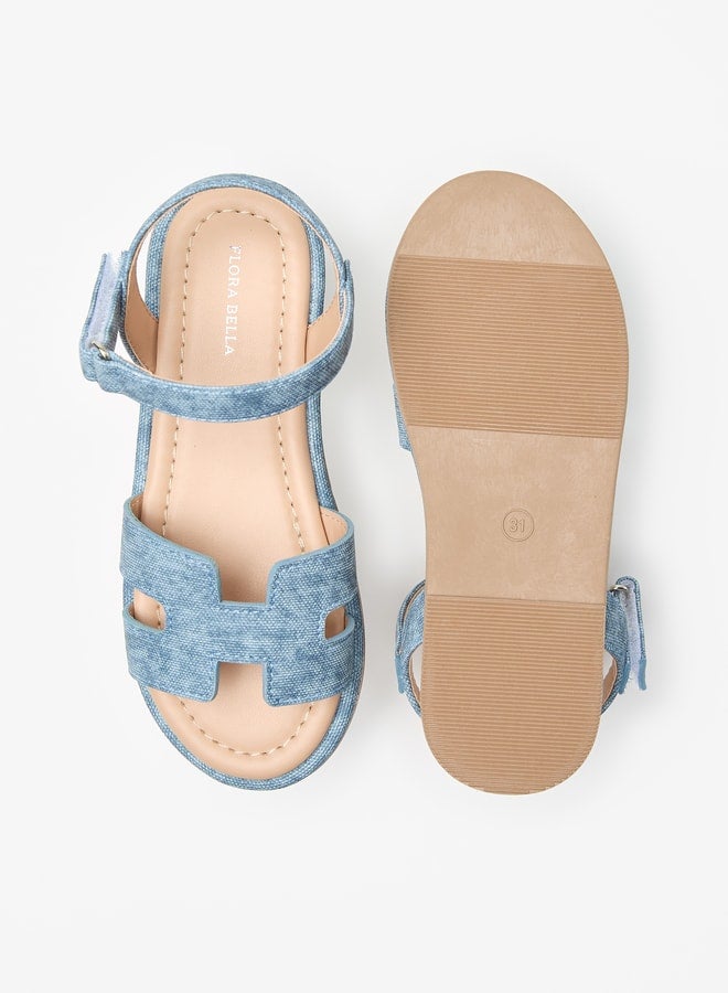 Flora Bella By Shoexpress Textured Sandals with Hook and Loop Closure  - Image 4