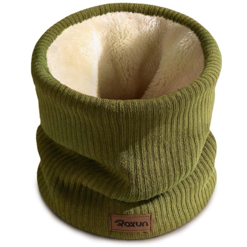 ROXUN Winter Neck Gaiter, Neck Warmer Cover Ski Gaiters for Men/Women Fleece Thick Elegant Stylish Moss Green - Image 1