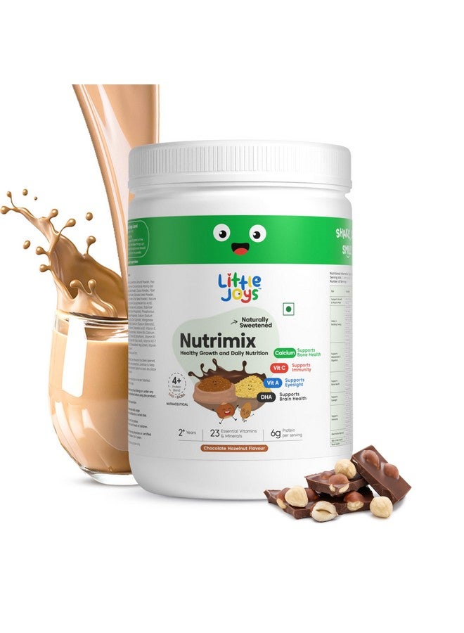 Little Joys Little Joys Nutrimix 350g | 2-6 Years | No Refined Sugar | with 24 essential Vitamins & minerals | 6g protein per serving | Supports Healthy Growth & Boosts Immunity | With Ragi, Bajra, Almonds & Oats | Hazelnut Chocolate Flavour  - Image 1