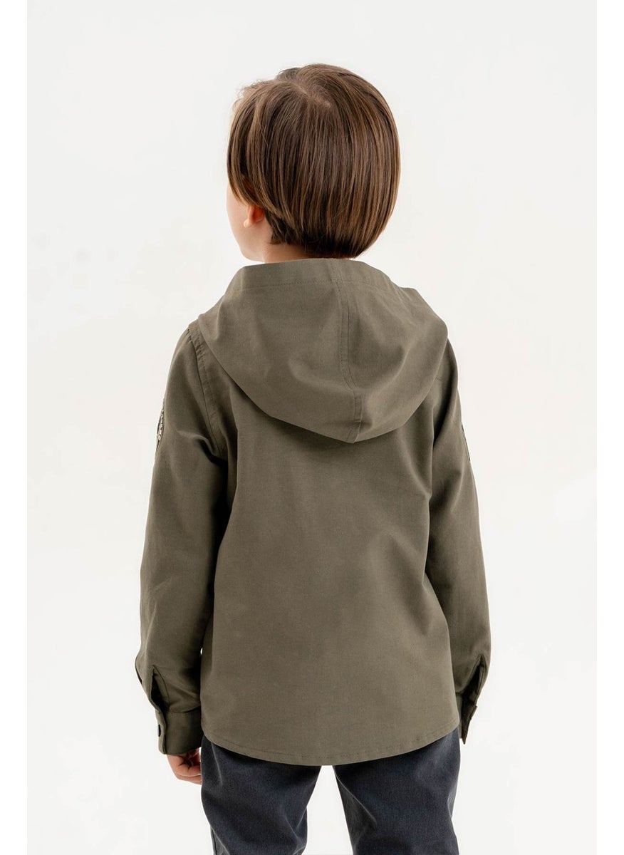 Gold Class Kidswear Snap-On Hooded Embroidered 100% Cotton Boy's Shirt  - Image 4