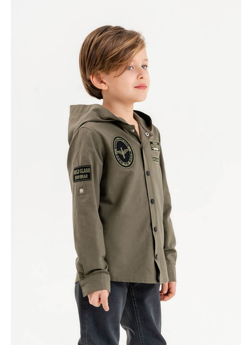 Gold Class Kidswear Snap-On Hooded Embroidered 100% Cotton Boy's Shirt  - Image 3