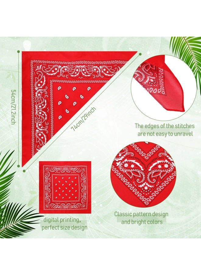 Handepo 100 Pack Bandanas Unisex Paisley Bandanas Bulk Multi Purpose Cowboy Head Wrap Necktie Face Cover Party Supplies, 21.26 inches (Stylish, Red) - Image 3