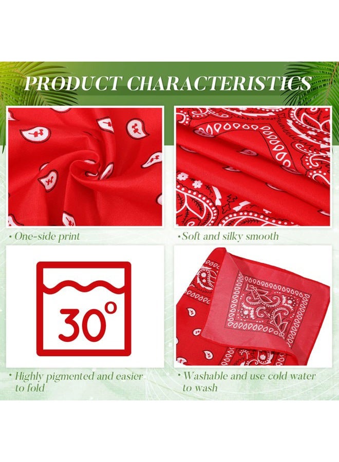 Handepo 100 Pack Bandanas Unisex Paisley Bandanas Bulk Multi Purpose Cowboy Head Wrap Necktie Face Cover Party Supplies, 21.26 inches (Stylish, Red) - Image 4