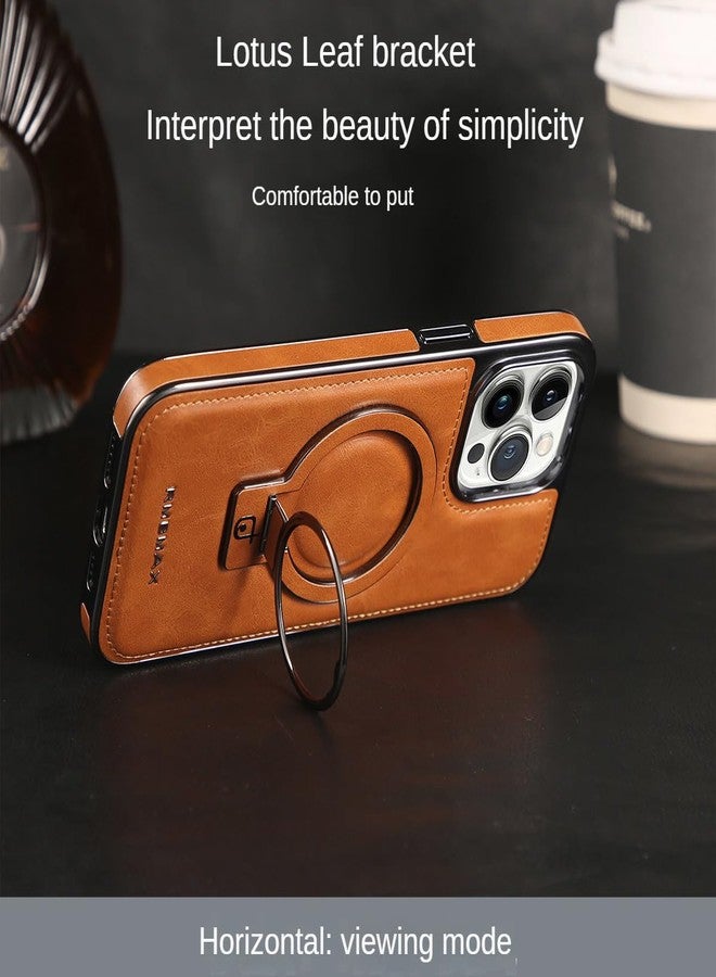 Rotroyce Luxury Leather Invisible Stand for iPhone Case, iPhone Leather Case with Magsafe, Case Drop Protection for iPhone 15/14/13/12 Pro Max (Brown, for iPhone 14 ProMax) - Image 5