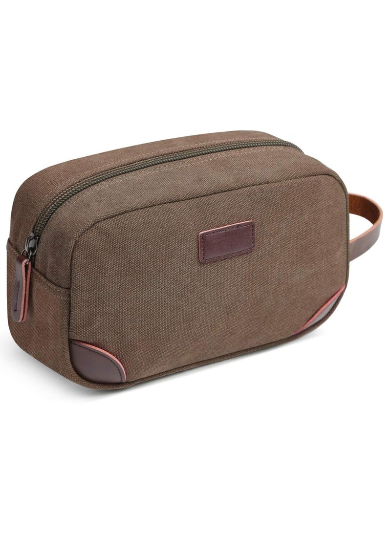 PRIMO PLUS Travel Toiletry Bag, Men's Travel Organizer Kit, Shaving Dopp Kit Bathroom Bag, Canvas Toiletry Organizer Bag, Canvas Cosmetic Organizer for Makeup, Shampoo, with Handle - Image 1