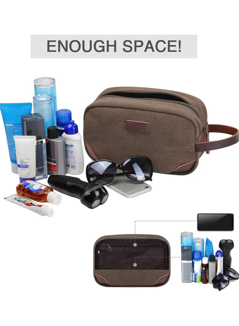 PRIMO PLUS Travel Toiletry Bag, Men's Travel Organizer Kit, Shaving Dopp Kit Bathroom Bag, Canvas Toiletry Organizer Bag, Canvas Cosmetic Organizer for Makeup, Shampoo, with Handle - Image 2