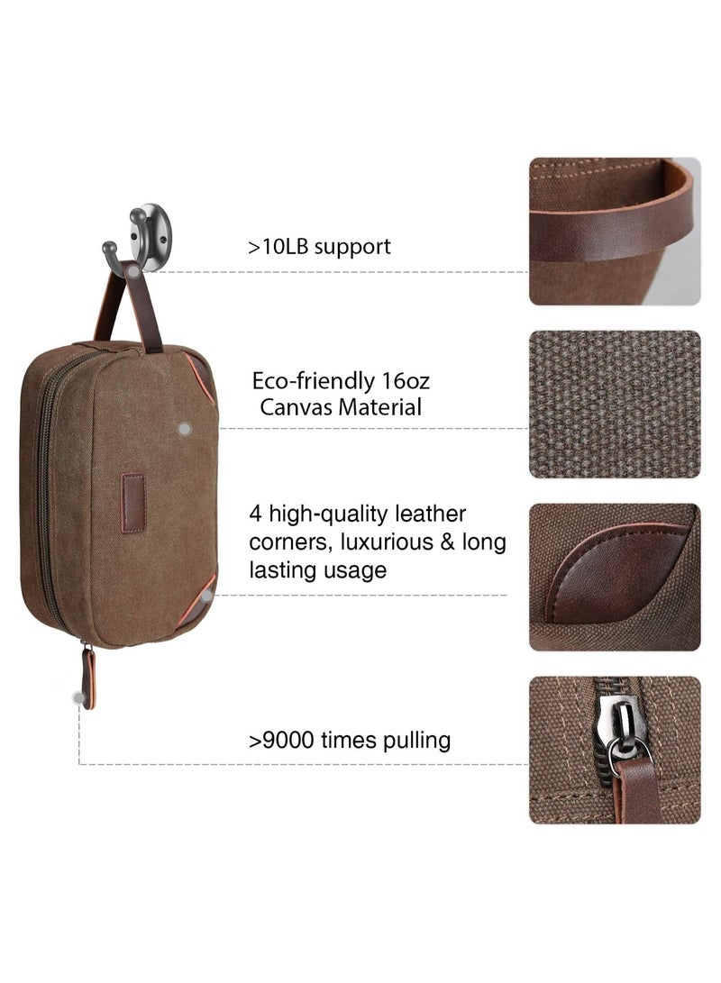 PRIMO PLUS Travel Toiletry Bag, Men's Travel Organizer Kit, Shaving Dopp Kit Bathroom Bag, Canvas Toiletry Organizer Bag, Canvas Cosmetic Organizer for Makeup, Shampoo, with Handle - Image 3