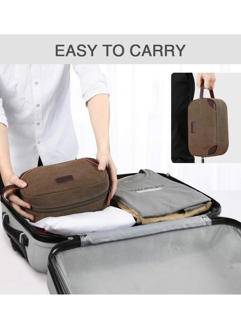 PRIMO PLUS Travel Toiletry Bag, Men's Travel Organizer Kit, Shaving Dopp Kit Bathroom Bag, Canvas Toiletry Organizer Bag, Canvas Cosmetic Organizer for Makeup, Shampoo, with Handle - Image 5