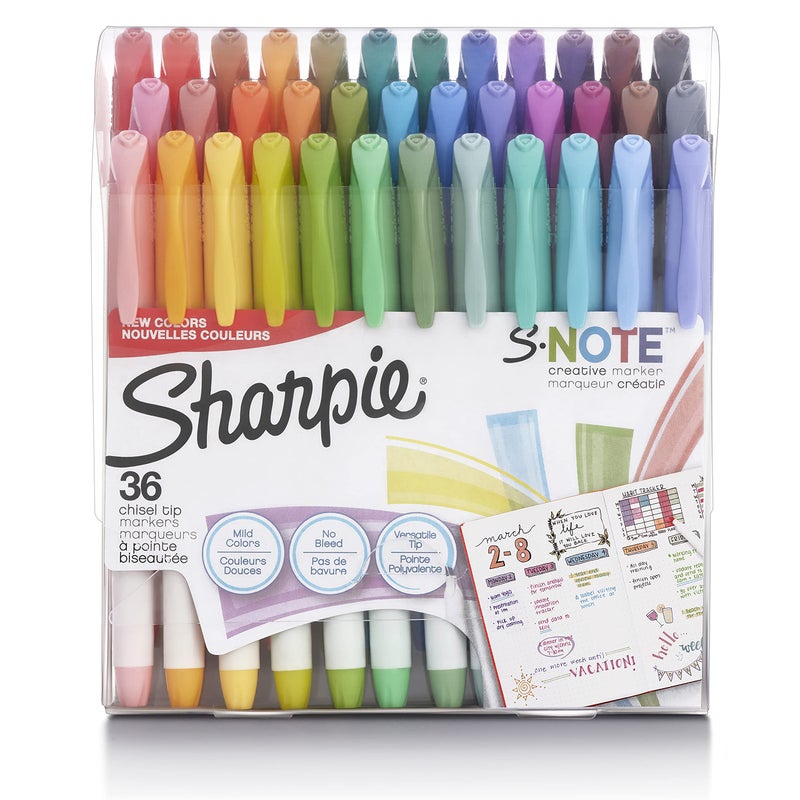 SHARPIE S-Note Creative Markers, Pastel Highlighters, Art Marker Set, Assorted Colors, Chisel Tip, 36 Count - Image 1