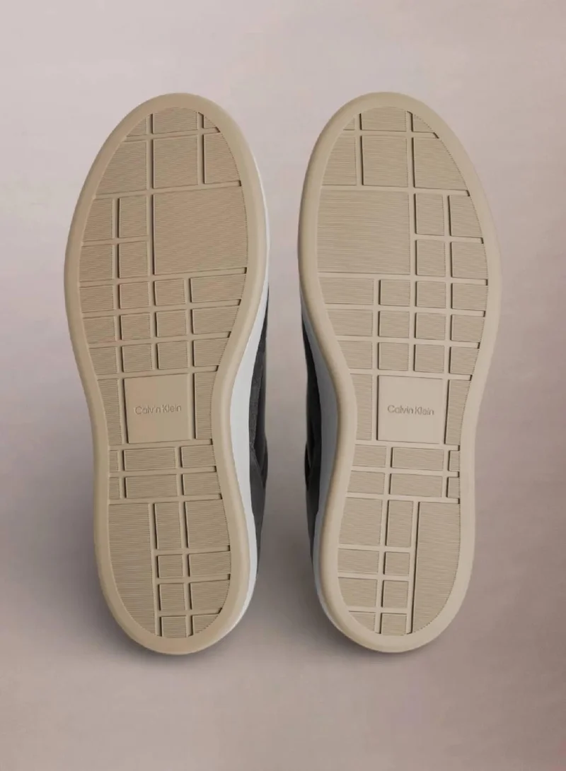 Calvin Klein Jeans Black/Travertine Leather And Suede Signature Trainers for Men | Best Price UAE