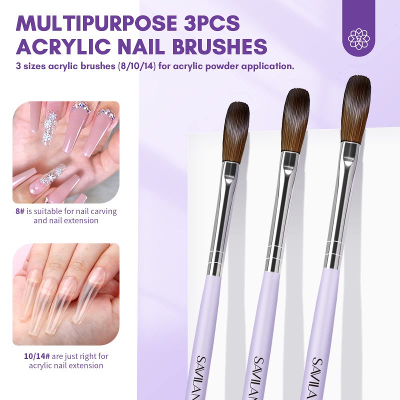 SAVILAND Acrylic Nail Kit with Drill: Professional Nails Kit Acrylic Set for Beginners with Everything White Pink Clear Acrylic Powder and Liquid Set Brushes 100 Forms Manicure Tools Home Salon DIY - Image 5