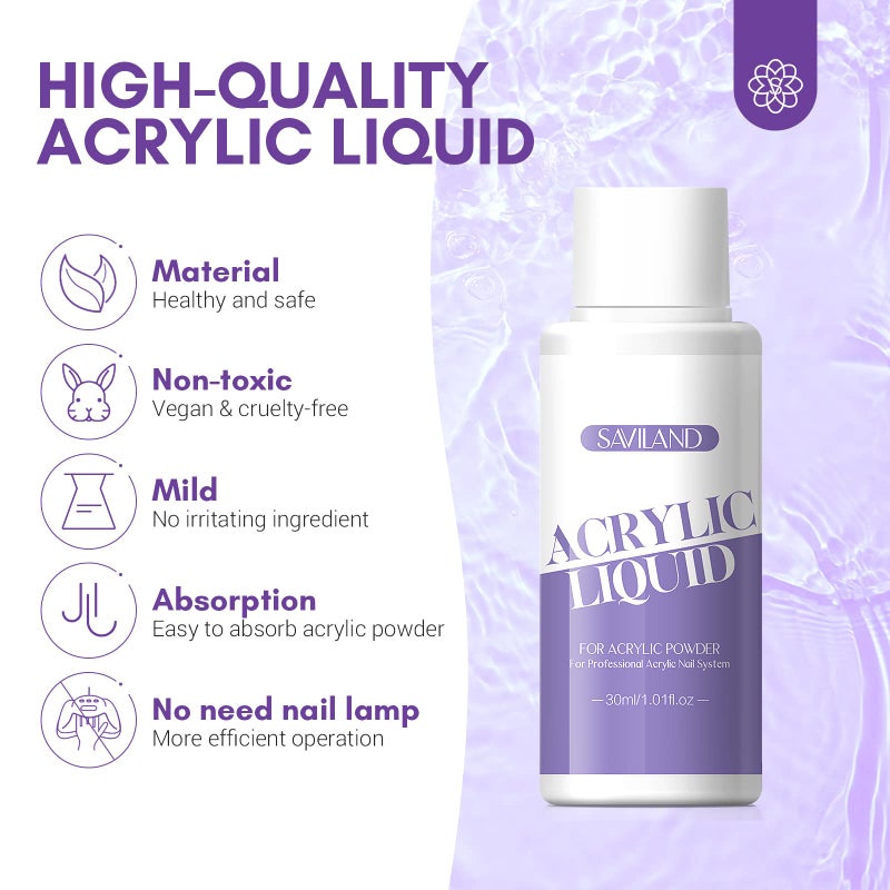 SAVILAND Acrylic Nail Kit with Drill: Professional Nails Kit Acrylic Set for Beginners with Everything White Pink Clear Acrylic Powder and Liquid Set Brushes 100 Forms Manicure Tools Home Salon DIY - Image 4