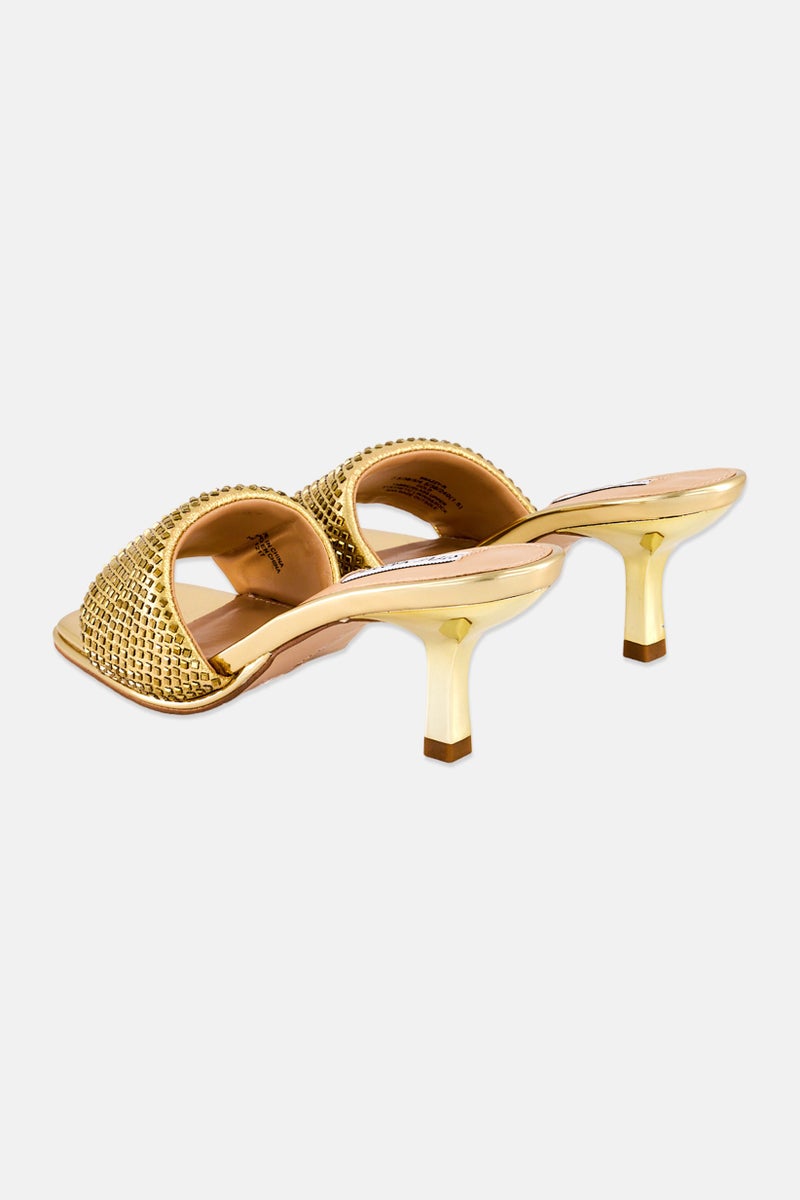 STEVE MADDEN Women Slip On Sandal, Gold - Image 3