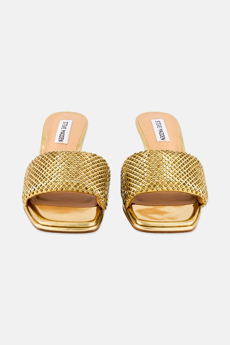 STEVE MADDEN Women Slip On Sandal, Gold - Image 4