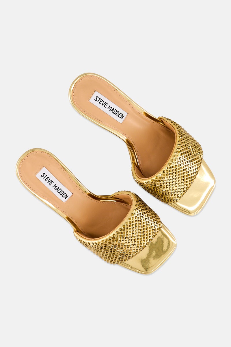 STEVE MADDEN Women Slip On Sandal, Gold - Image 2