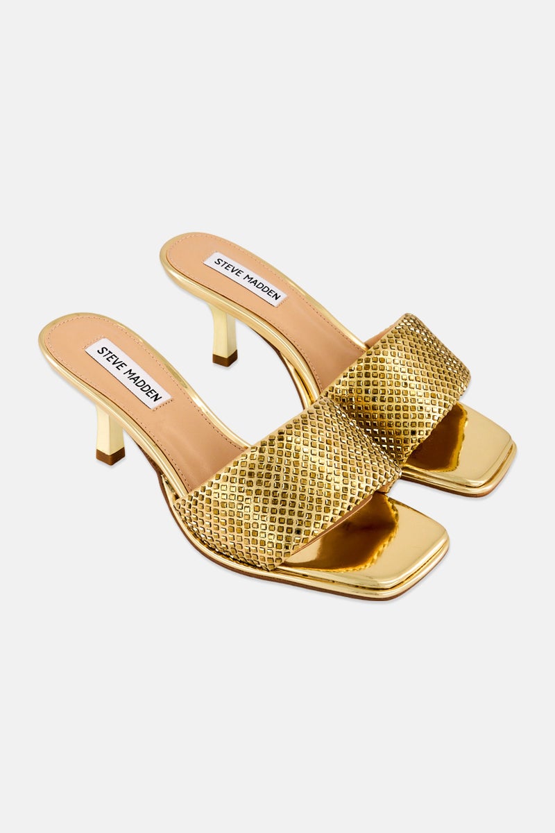 STEVE MADDEN Women Slip On Sandal, Gold - Image 1