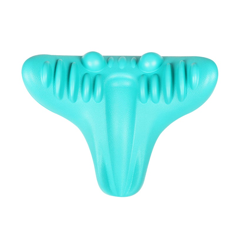 Cervical Traction Device: Blue With 15 Acupressure Massage Points Neck Stretcher Pillow - Ergonomic Spine Curvature Restoration Neck Shoulder Relaxer for Office Workers Drivers Students - Image 1