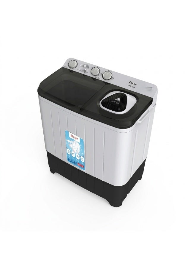 OSCAR 9KG Semi Automatic Twin Tub Washing Machine, 5KG Spin Capacity, 3 Water Levels, Powerful Motor, Energy Saving, Compact Design, Ideal for Home Use | Black/White - OWM901K | 1 Year Warranty