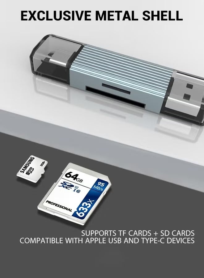 USB 3.0 Type-C & Lightning OTG Card Reader - Dual Slot (SD/TF) Aluminum Mini Card Reader | Fast Transfer, Plug & Play, Portable for iPhone/Android/PC  - Image 4
