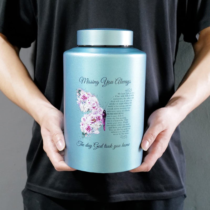 AODIYA Up To 220 Lbs Large Cremation Urns For Adult Male Female Ashes Decorative Urn For Human Ashes With Velvet Bag(Butterfly) - Image 2
