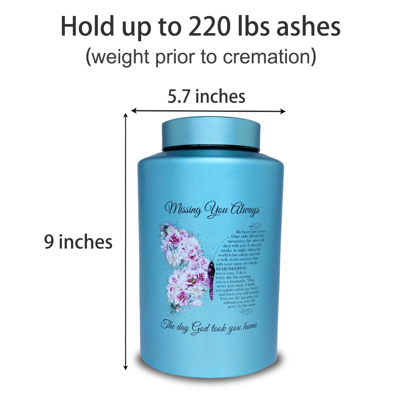 AODIYA Up To 220 Lbs Large Cremation Urns For Adult Male Female Ashes Decorative Urn For Human Ashes With Velvet Bag(Butterfly) - Image 5