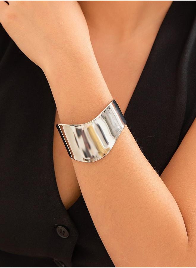 Styli Textured Wide Cuff Bangle  - Image 4