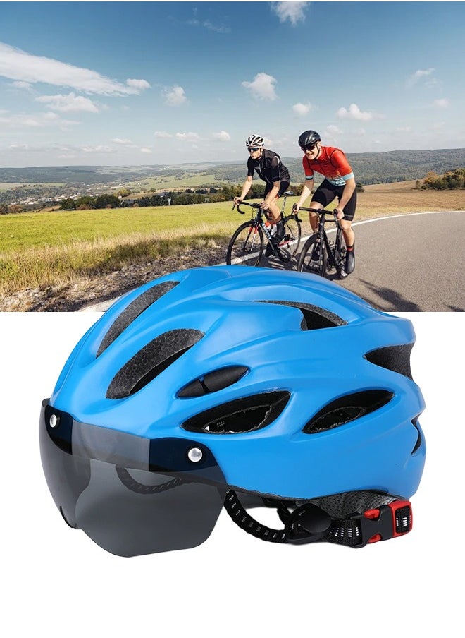 DUNISO Adult bicycle helmet with detachable magnetic goggles, road and mountain riding protective helmet, adjustable size,unisex，blue  - Image 1